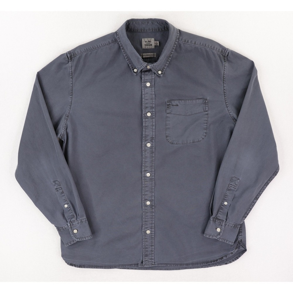 Flint and Tinder Oxford Draftsman Shirt Mens Large Washed Black Huckberry